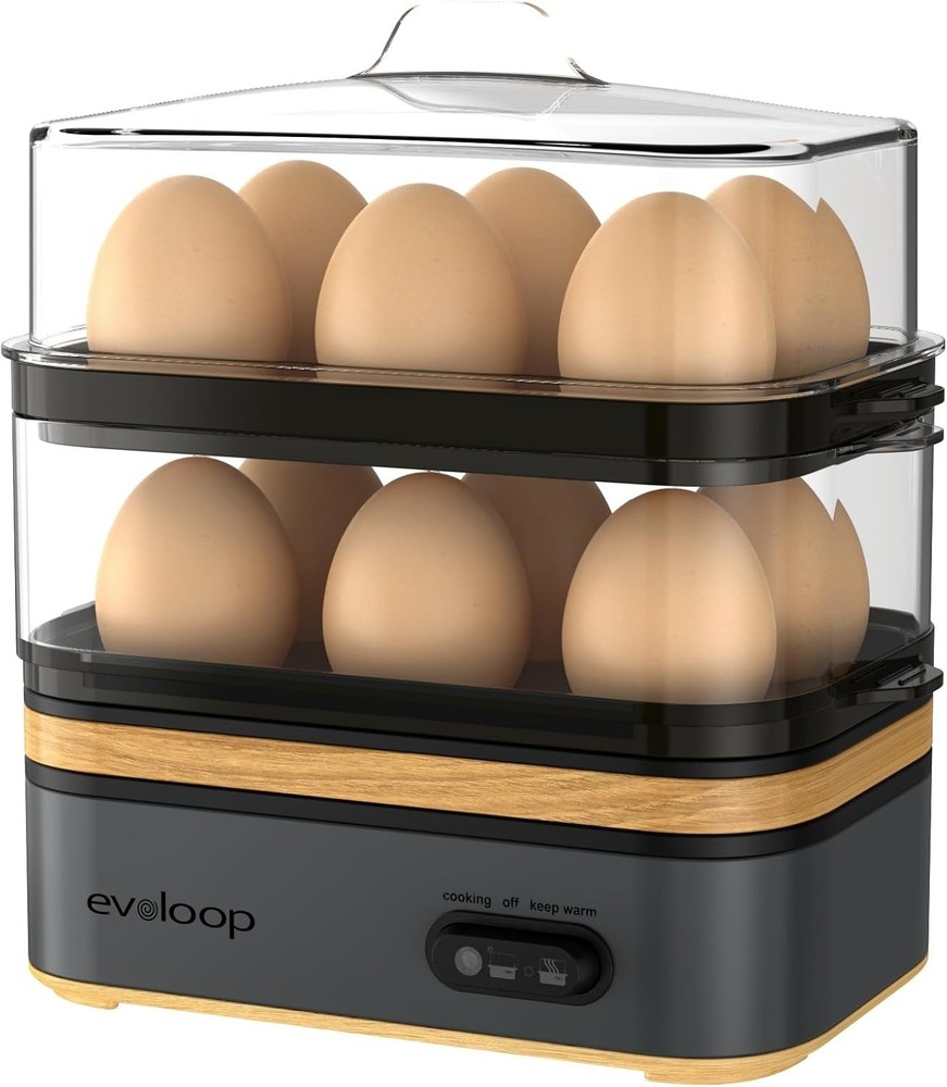 Rapid Egg Cooker Electric 12 Eggs Capacity, Soft, Medium, Hard Boiled,... (Grey)