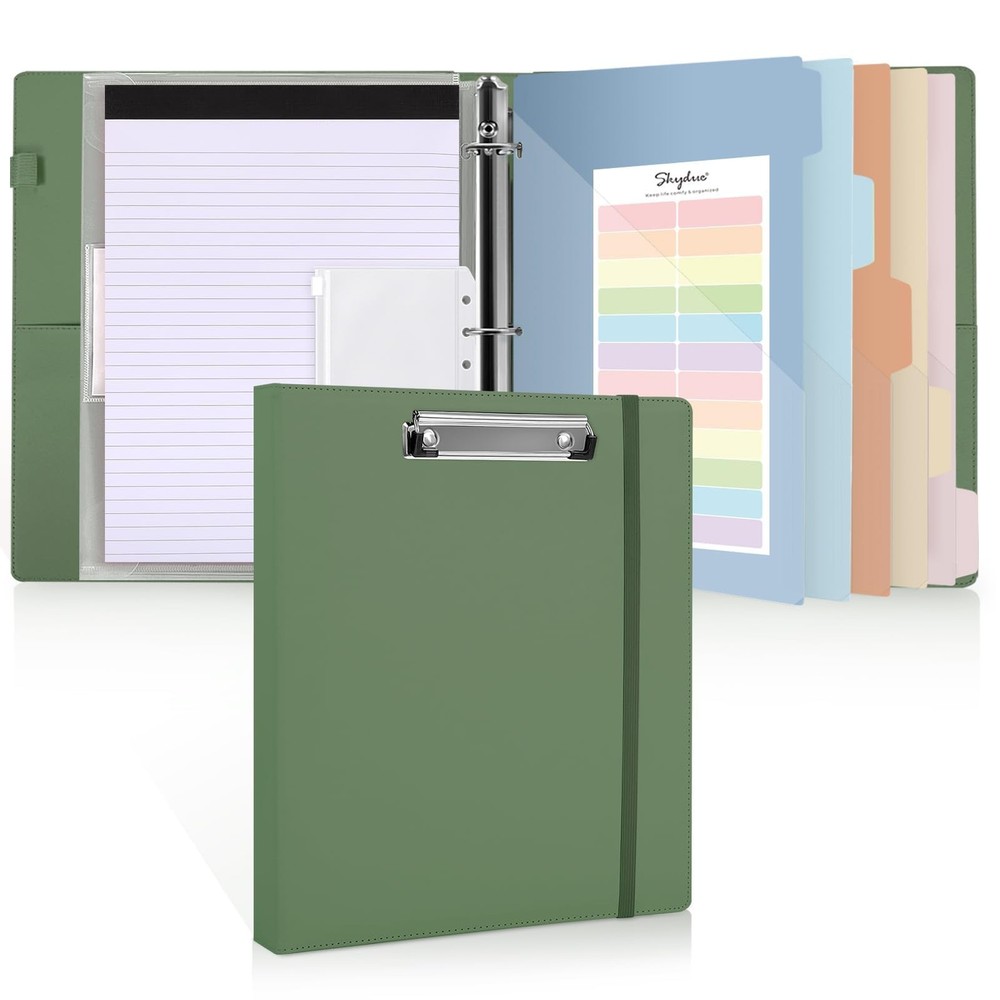 SKYDUE Clipboard Binder with Refillable Notepad, PU Clipboard Folder Includes...