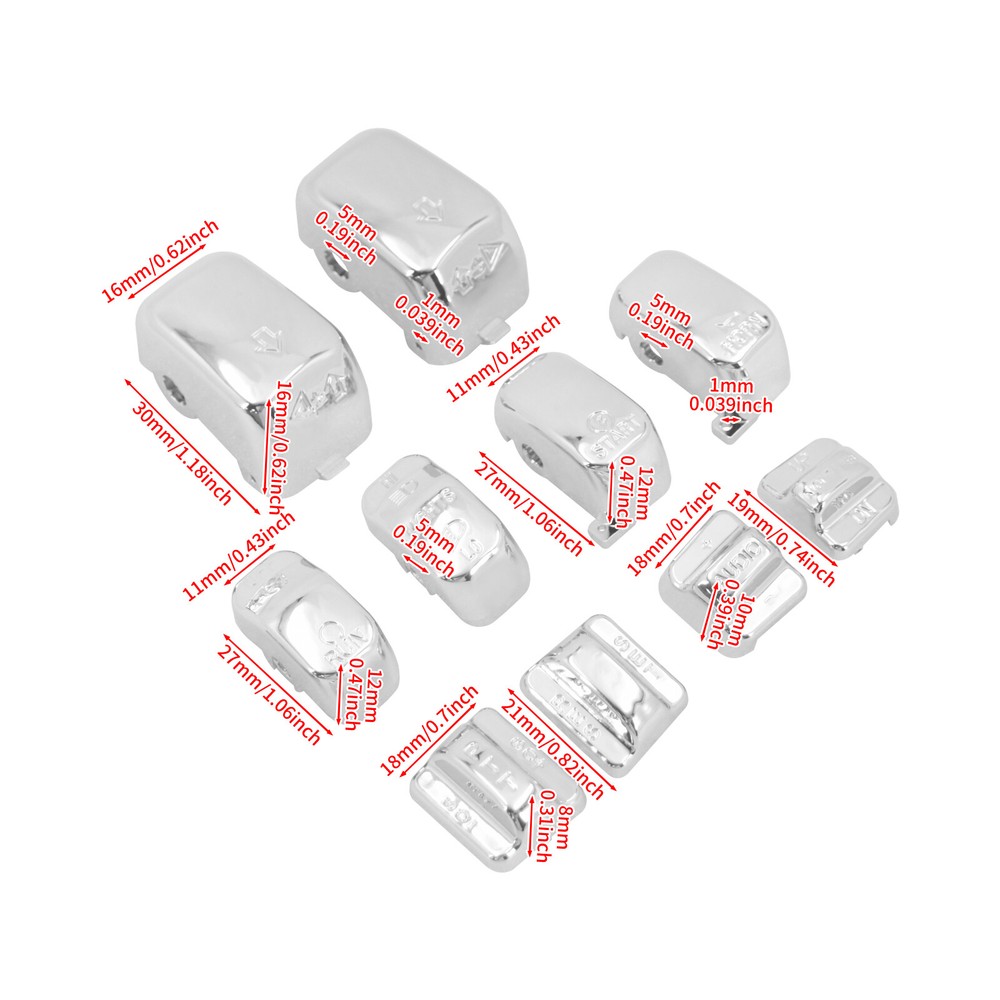 10x Replacement Switch Button Chrome Cap For Harley Touring Softail Dyna 96-2013