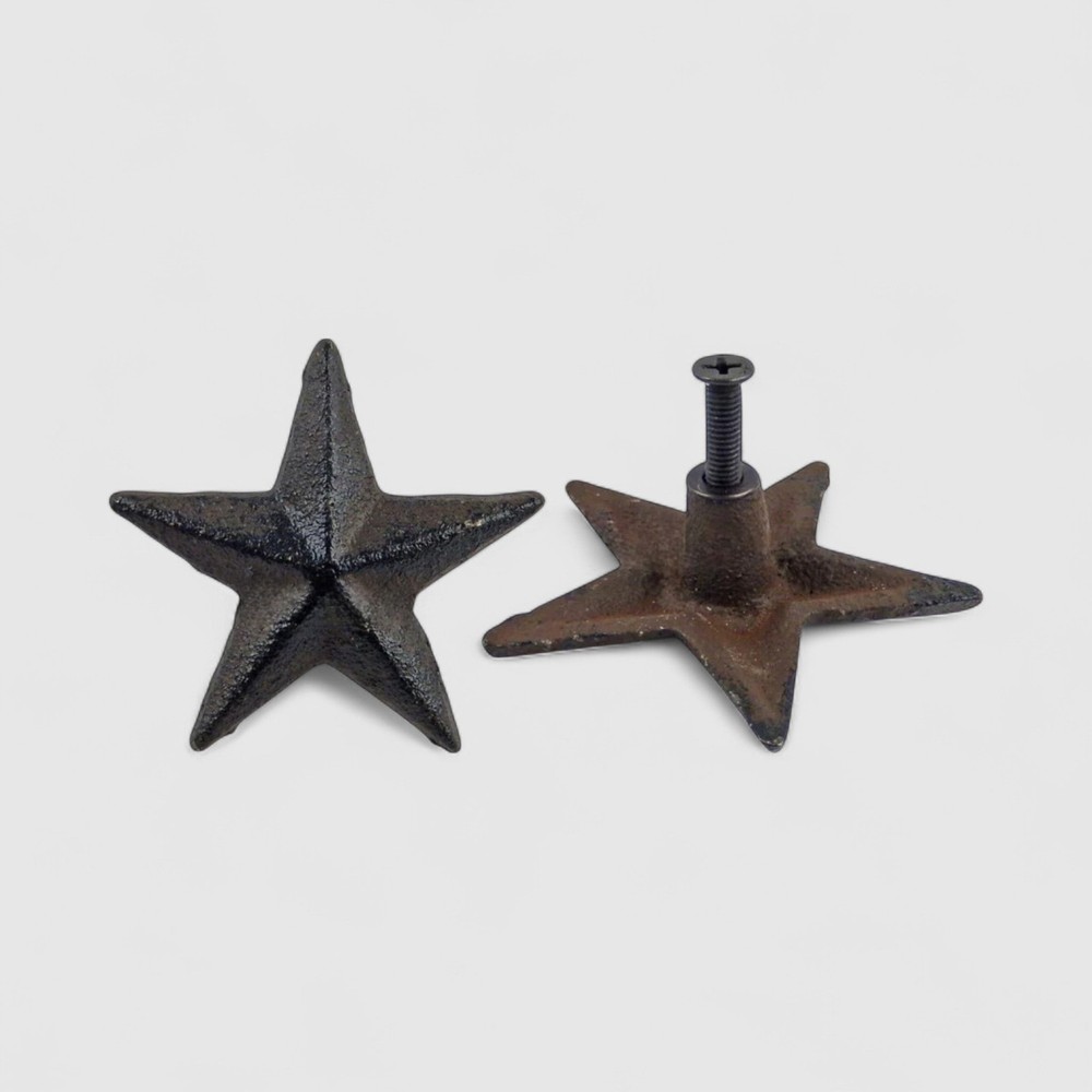 Rustic Cast Iron Star Knob, Farmhouse Cabinet & Drawer Pull