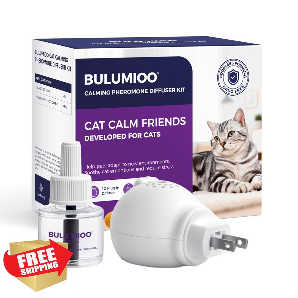 BULUMIOO Cat Calming Diffuser Kit 30-Day Unscented Pheromone