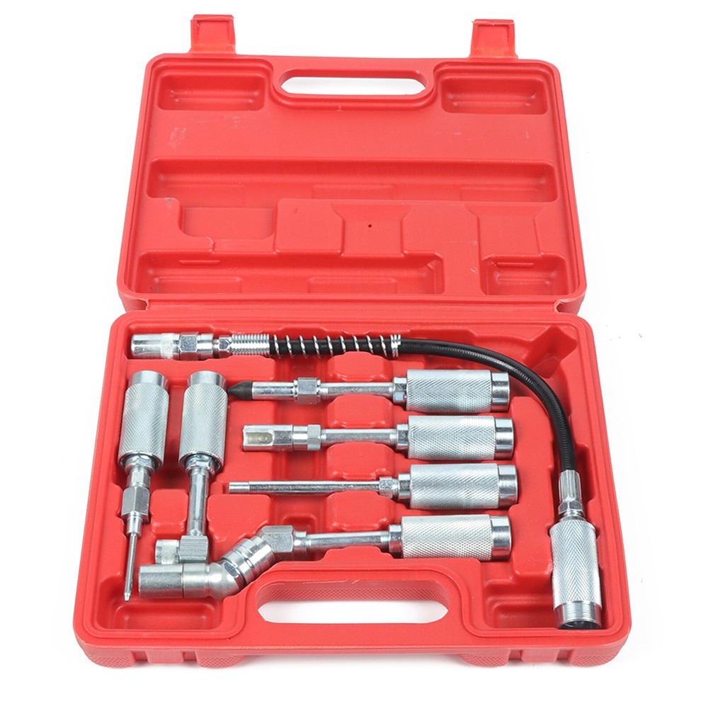 ✅7PC Grease Gun / Lube Accessory Kit & Adaptor Nozzle Set In Storage Case