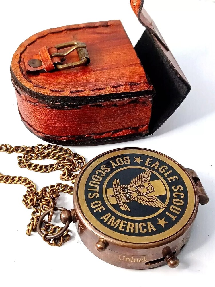 Eagle Scout Brass Compass, Engraved Working Compass