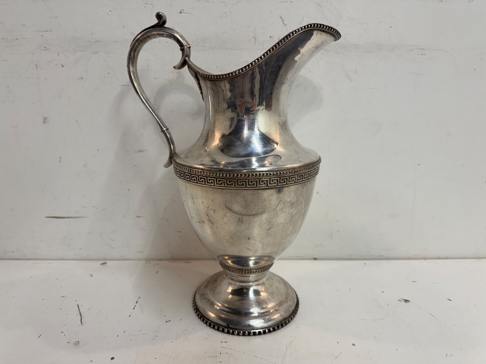 Vintage Rogers Smith Silver Plate Pitcher Pattern 1790 w/ Greek Key Decorations