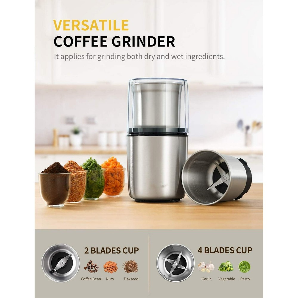 Electric Coffee Bean Grinder Nut Seed Grind Spice Crusher Mill Blender / Silver