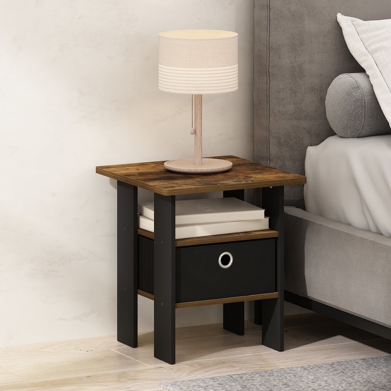 Compact Nightstand Modern Design Storage Drawer Easy Assembly Small Spaces New