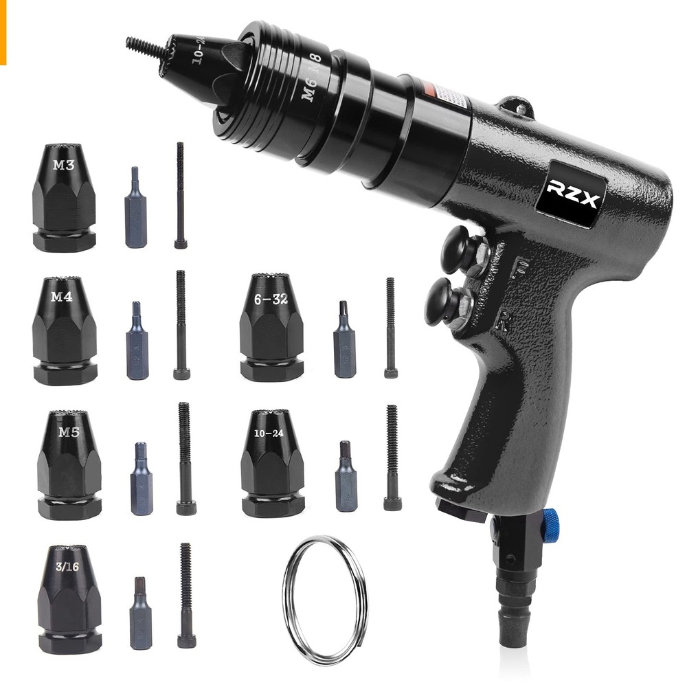 Pneumatic Rivet Tool Pneumatic Rivet Nut Setting Tool with Quick-Change M3 M4...