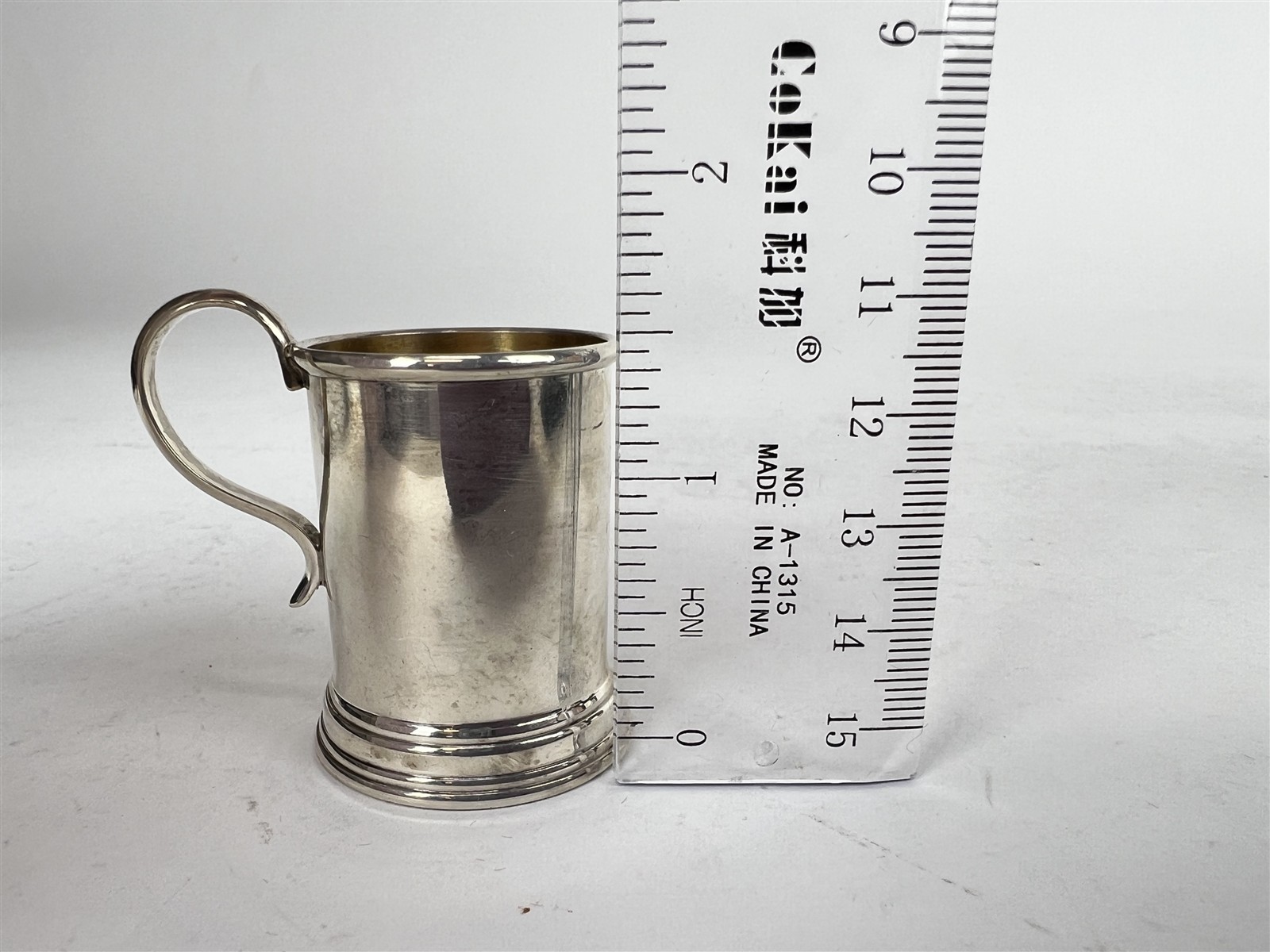 Vintage Sterling Silver Lunt #582 Cordial Cup w/ Gold Wash Inside - 5/8"