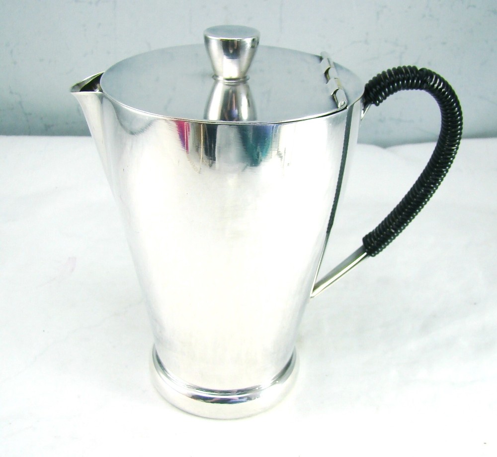 WMF Silverplate Art Deco Black wrapped Handle Mini Coffee Pot