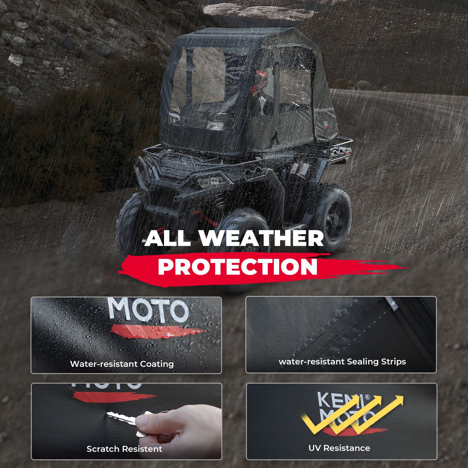KEMIMOTO ATV Cab Enclosure Cabin Cover Outdoor Protection Cover for Most ATV