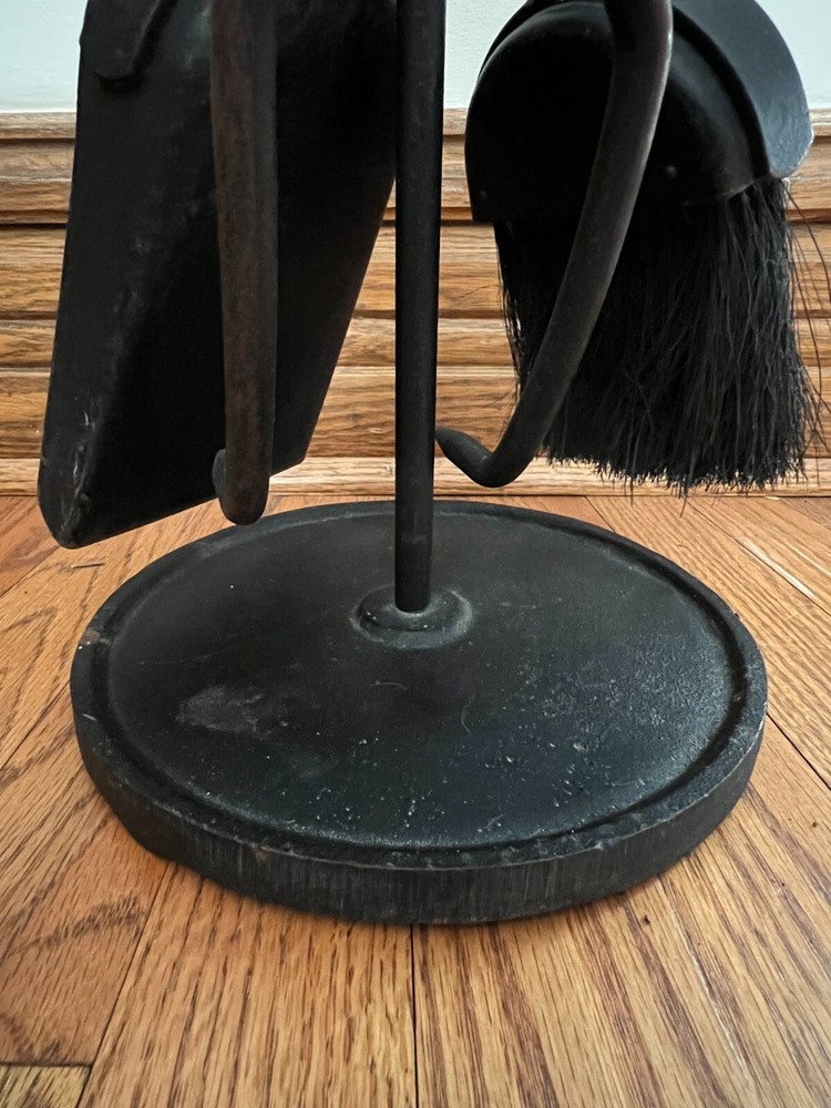 Mid Century Wood & Iron Fireplace Tool Set
