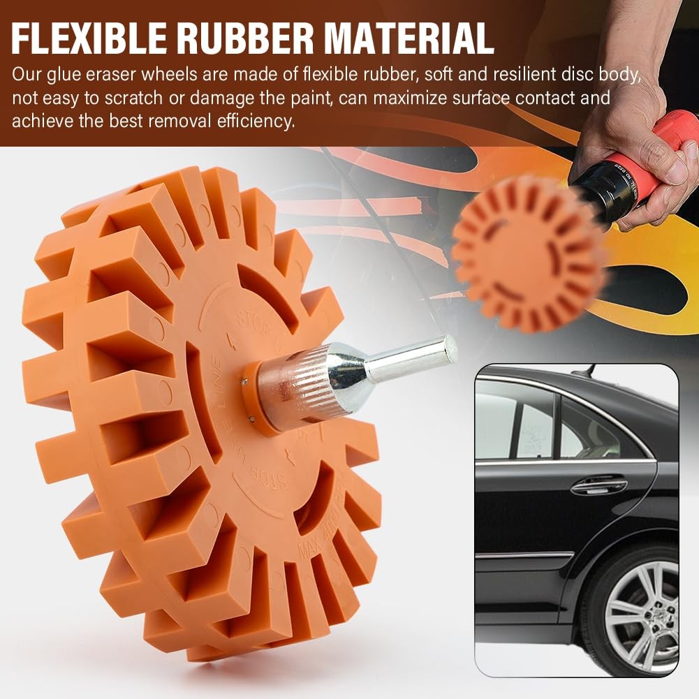 Decal Remover Eraser Wheel, Remove Car Decals, Car Stripes Vinyl Tapes and