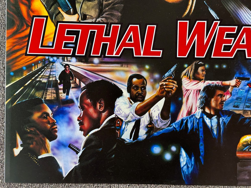 Data East Lethal Weapon 3 Pinball Machine Game Backglass Translite ORIGINAL NOS