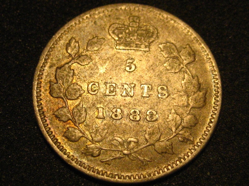 1888 Canadian Five Cent 92% Silver Piece