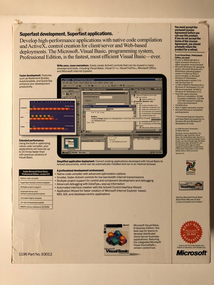 Microsoft Visual Basic Professional Edition Version 5.0 Academic CD Media