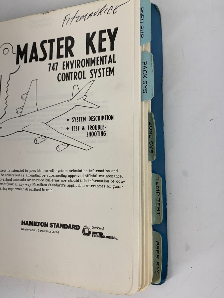 Master Key 747 Environmental Control System Manual Hamilton Std Utd Technology