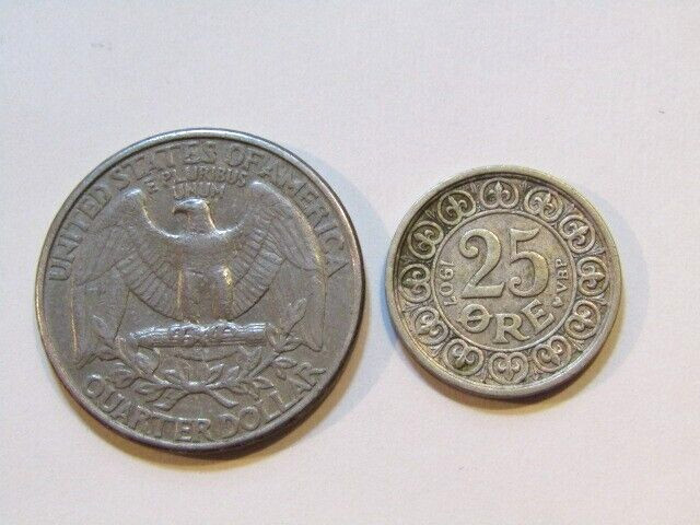 Denmark 1907 25 Ore Silver Coin