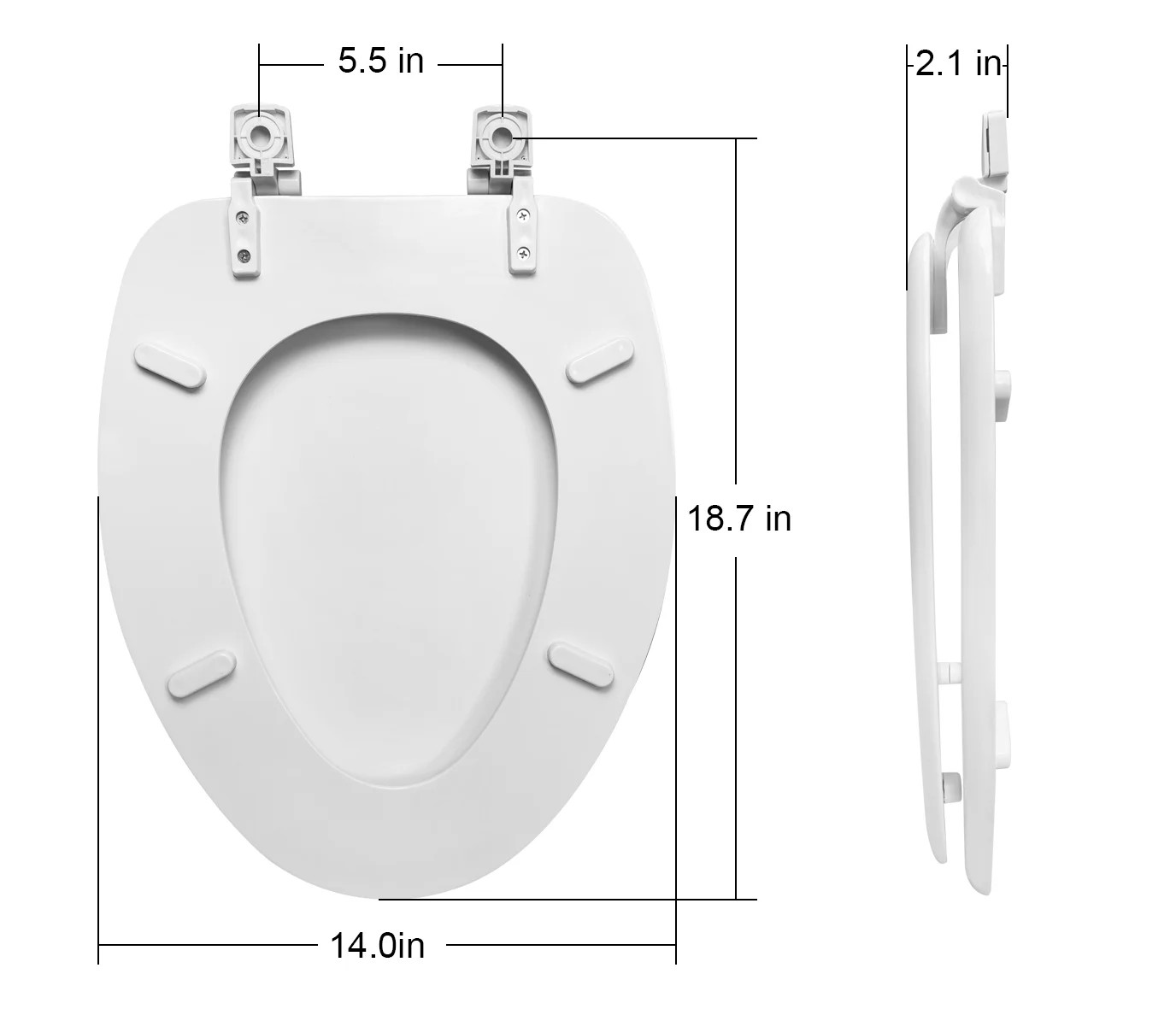 White Elongated Toilet Seat Durable Bathroom Replacement Easy Install
