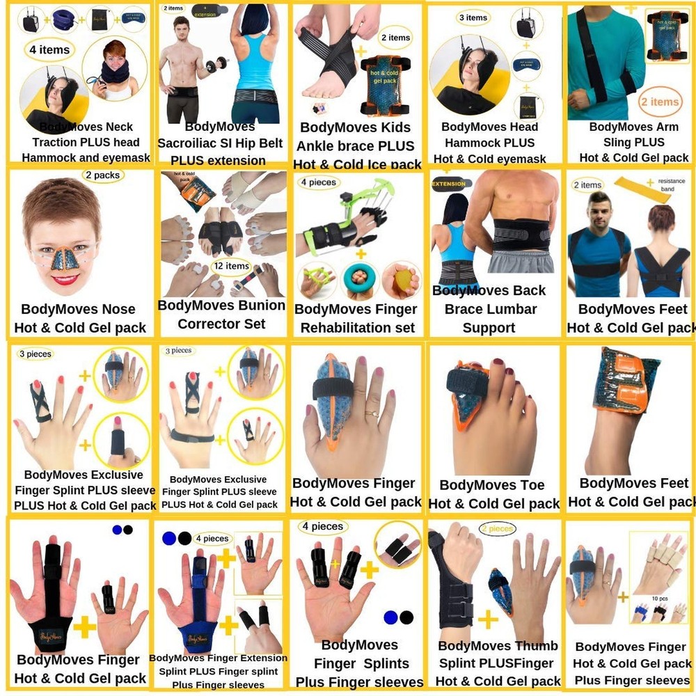 BodyMoves 2 Finger Splints plus 2 sleeves for Trigger Mallet Broken Finger br...