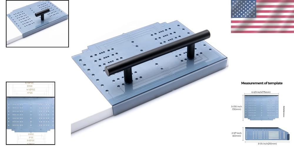 Clear Plastic Cabinet Handle Template with Drilling Guide - Accuracy Ensured