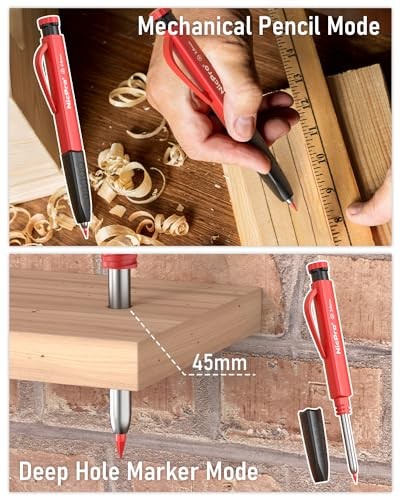 2 Pack Carpenter Pencil Set with Sharpener & Finger Grip, Mechanical 2 PACK