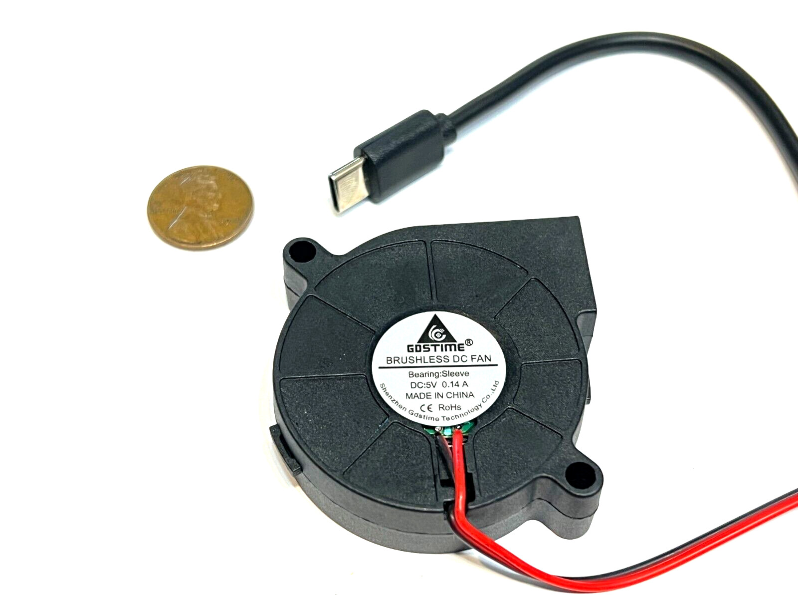 USB C  GDSTime Blower computer Fan 5V 50mm 5015 50mm x 15mm 5cm type c A9