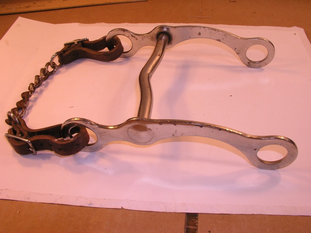 TWO Curb Bits Western Horse, 5" & 5.25", Chain Chin Strap-