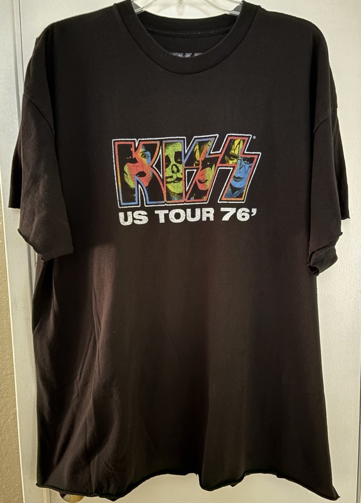 KISS US TOUR '76 Men's Black T Shirt Size Short Sleeve Crew Neck 3XLT