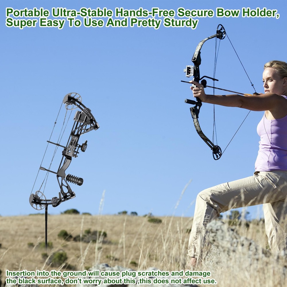 Ground Blind Bow Holder Stake Rubber Coated Archery Bow Stand