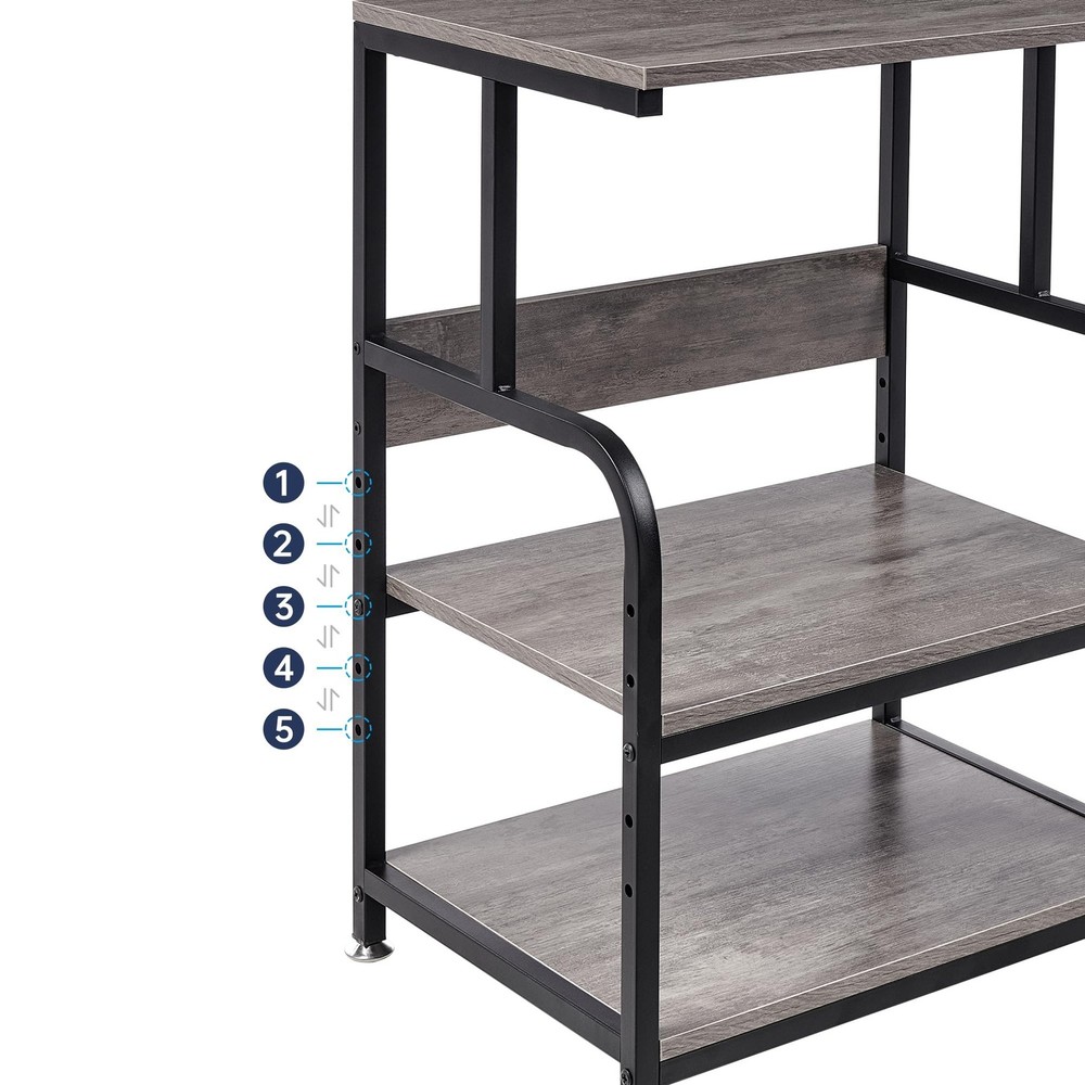 Printer Stand with Height Adjustable Storage Shelf, 3 Tier Mobile Printer Tab...