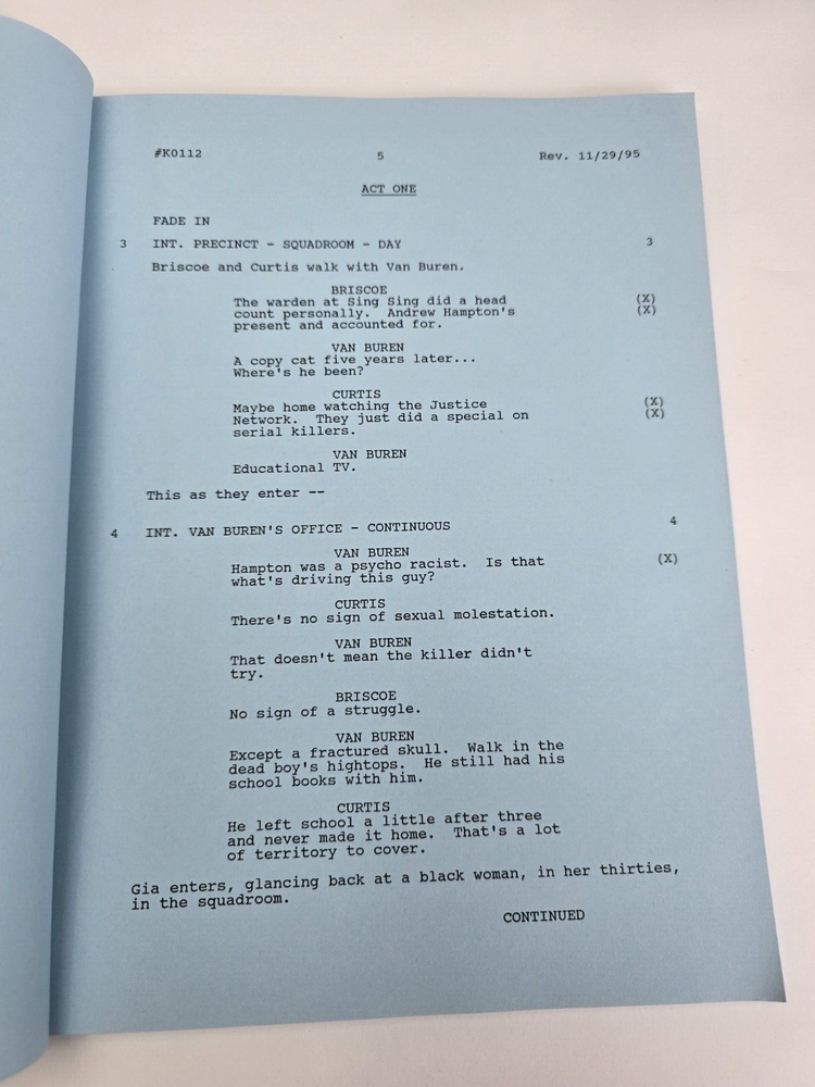 LAW & ORDER / Ed Zuckerman 1995 TV Script, Laila Robins, David Garrison "Trophy"