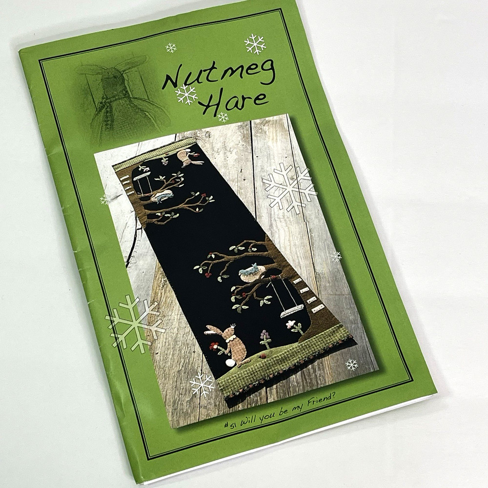 Nutmeg Hare Will You Be My Friend Wool Applique Pattern Table Runner 39.5"x12"