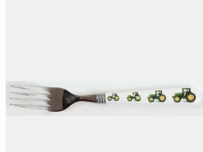 4 Piece Flateware John Deere tractor Gibson Dinner Knife 2-Spoons Fork Plastic