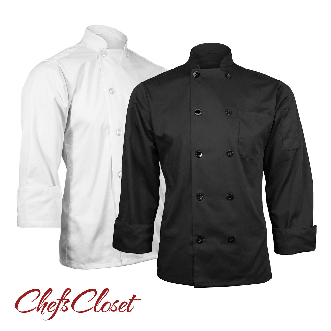 ChefsCloset NIP Long Sleeve Classic 10 Button Chef Coat