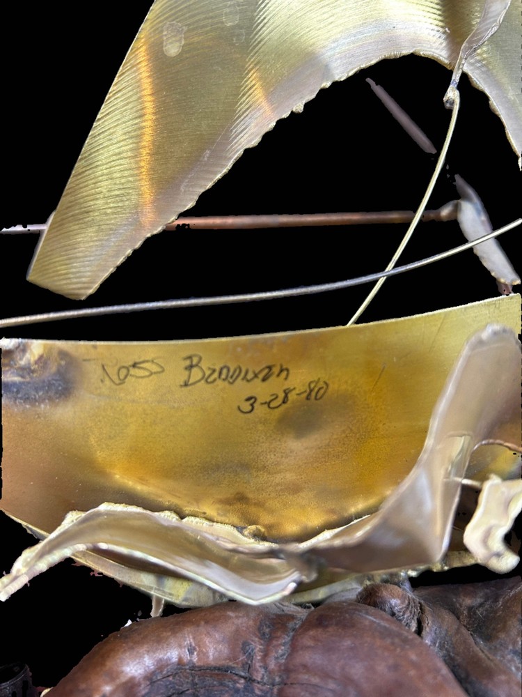 Brass Ship on Driftwood