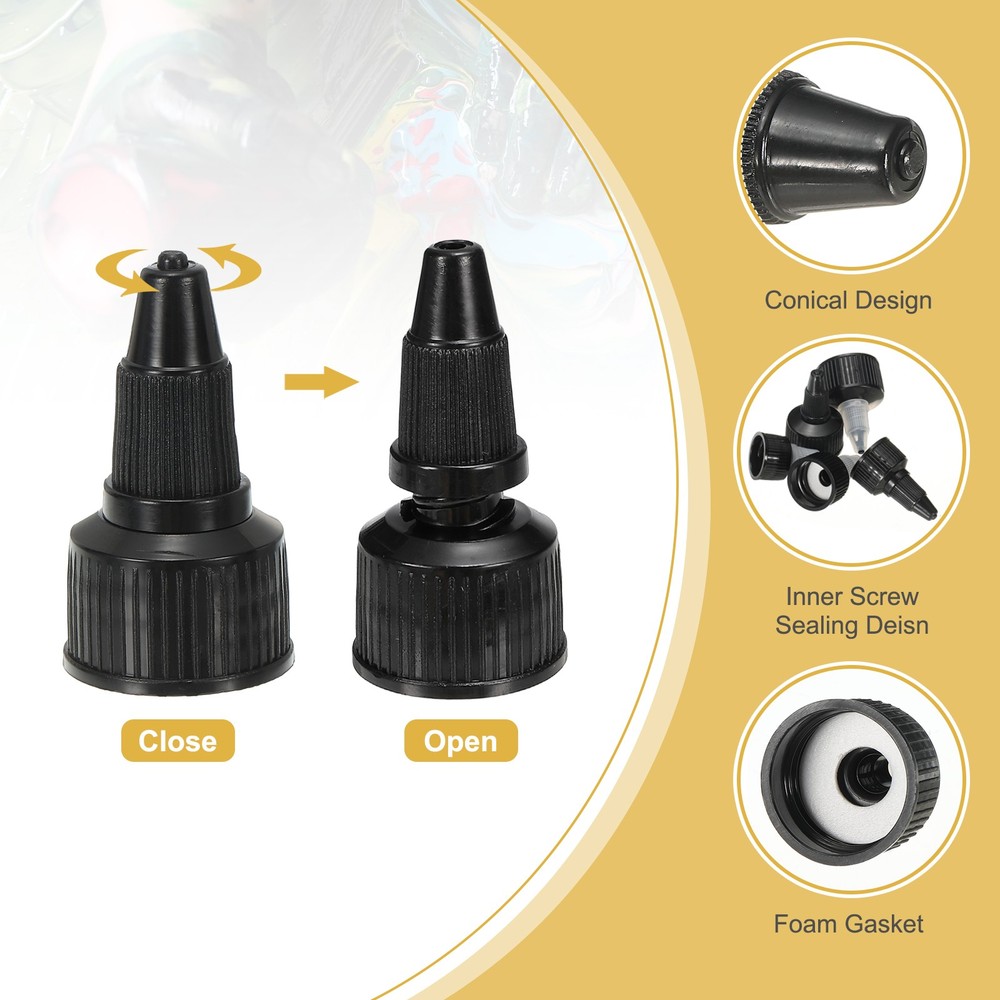 40Pcs 20/410 Plastic Ribbed Edge Squeeze Bottle Replacement Caps, Black