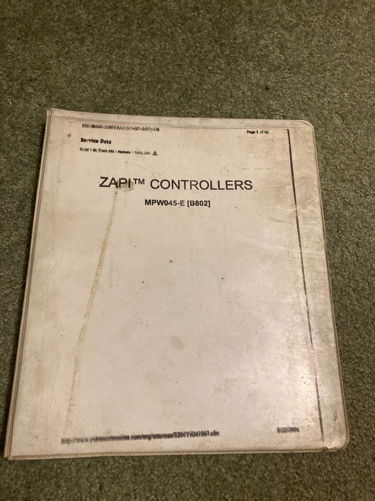 Atech / ZAPI / Control Unit / MPW045-E (B802) / Service Data User Manual / 2006