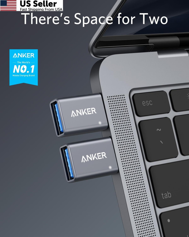 Anker USB C Adapter (2 Pack), C to High-Speed Data Gray