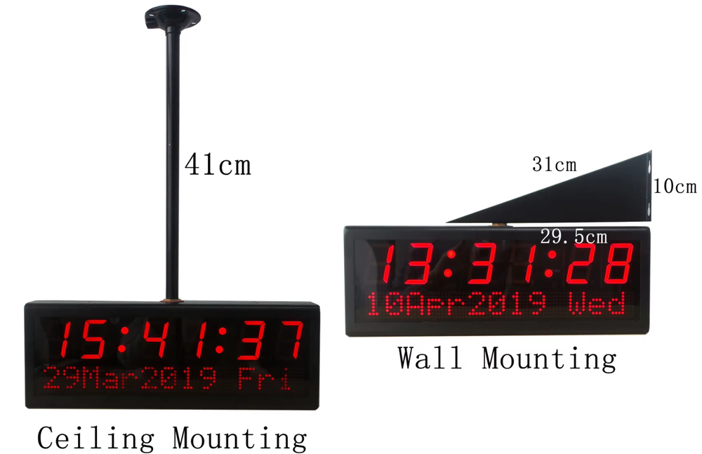 4" 4 Digit IP PoE Clock, Red LEDs, Black Plastic Case, Automatic DST Reset