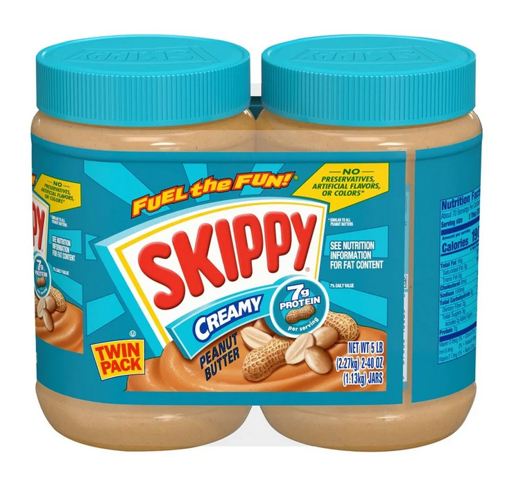 SKIPPY Peanut Butter, Creamy, 7 g protein per serving, Shelf-Stable, 40 oz Plast