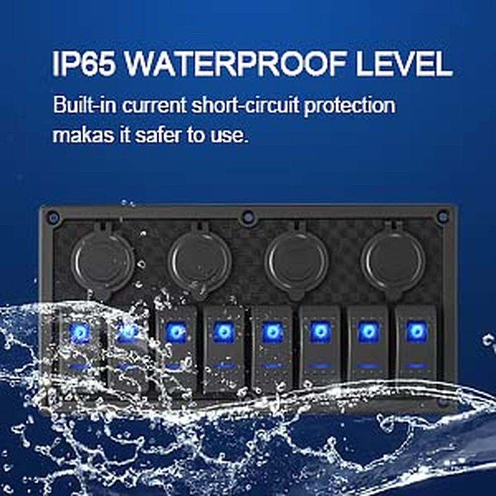 Marine Boat Rocker Switch Panel,Waterproof 8 Gang Toggle Switch Panel with Du...