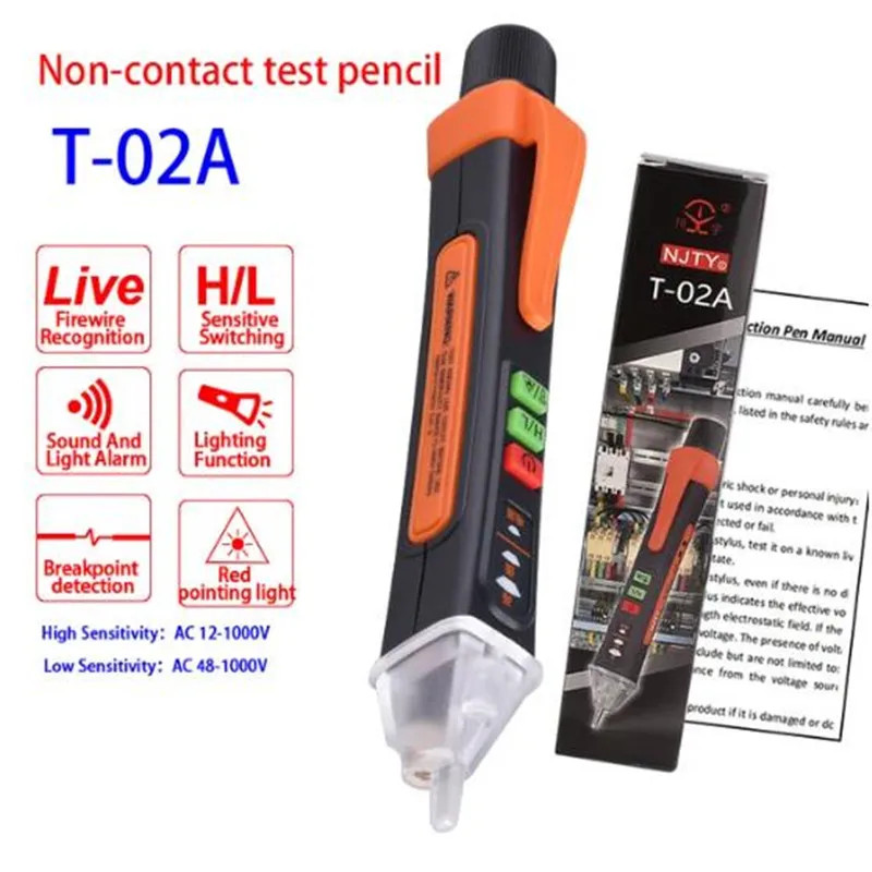 T-02A Non-Contact Voltage Detector Electrical Tools Voltage Indicator Tester Pen