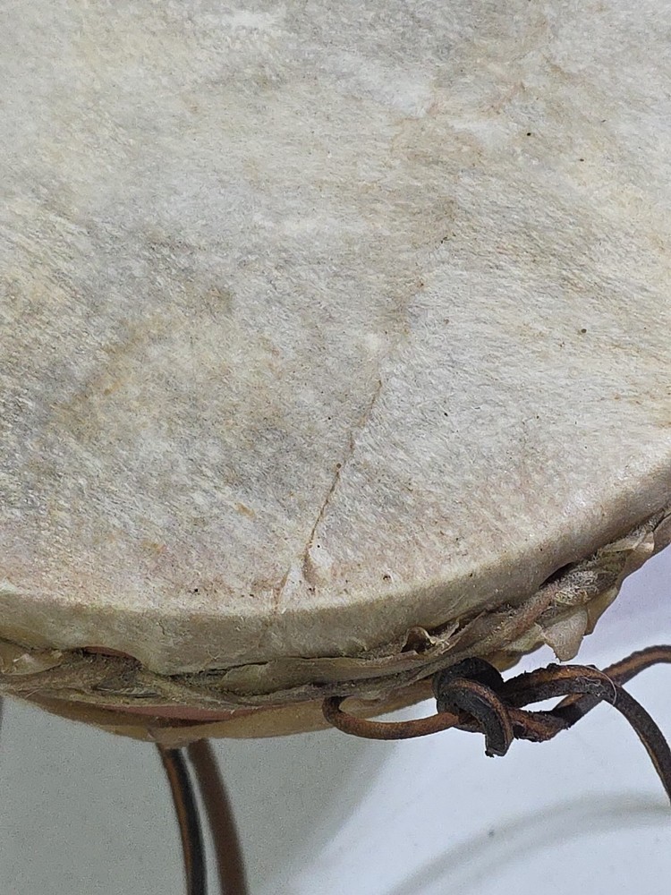 Vintage Tera Cotta Rawhide Bongo Style Drum