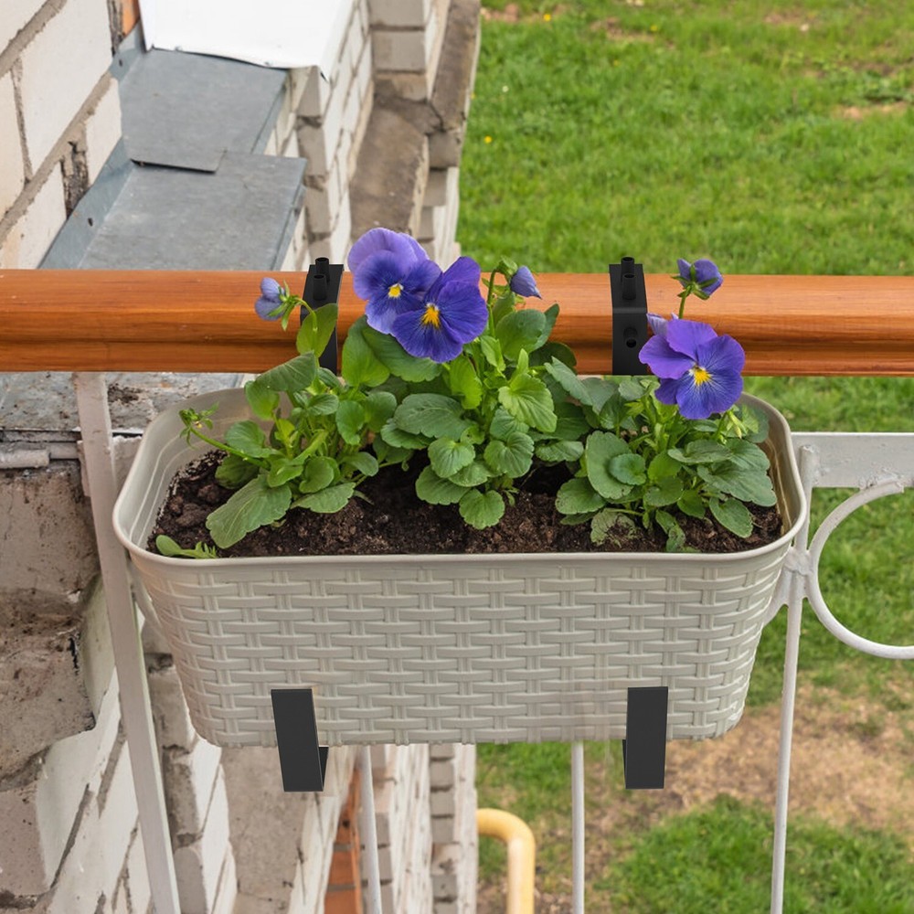 4Pcs Planter Box Brackets Flower Box Holders No Drill Planters Hooks Adjustable