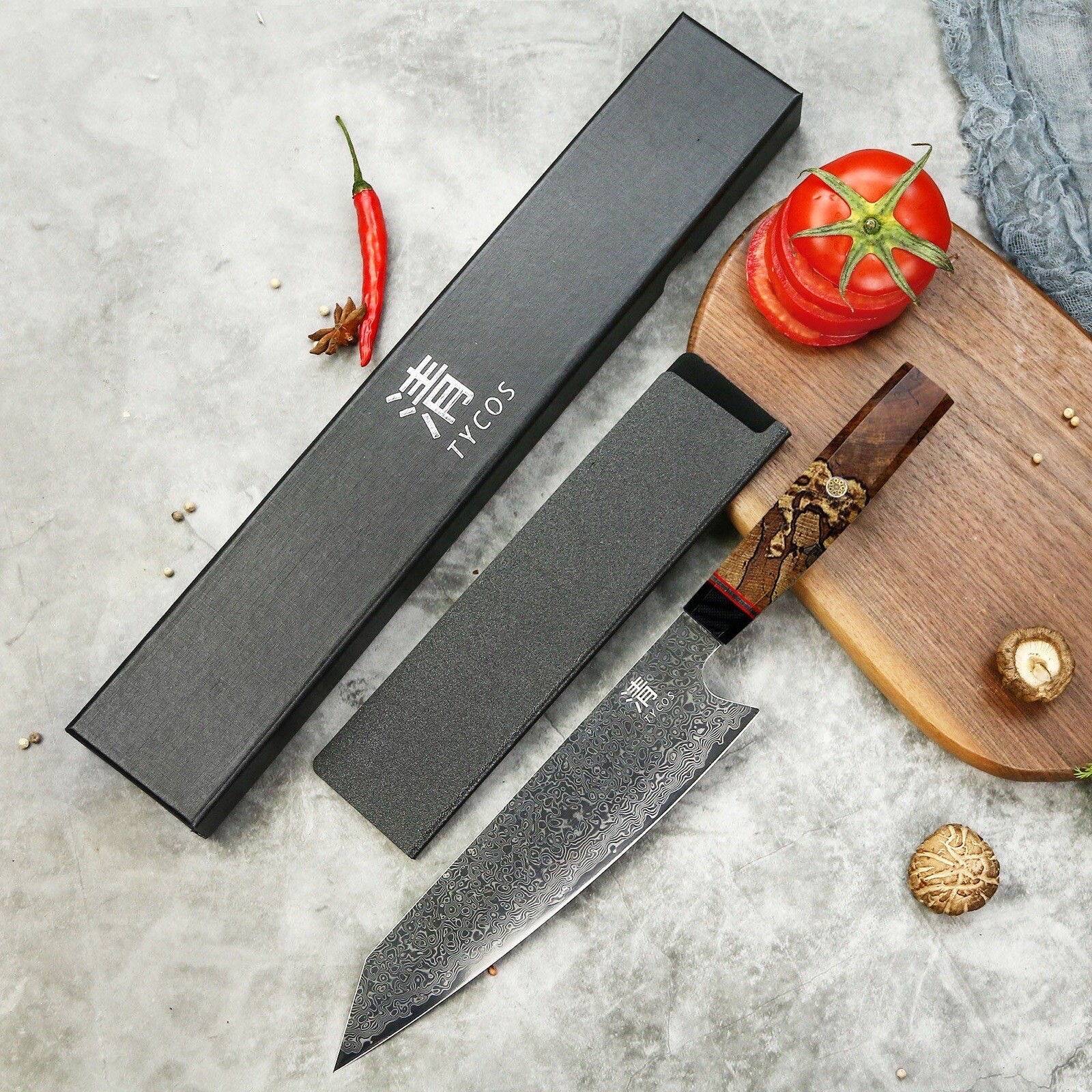 JAPANESE 8 INCH VG10 67 LAYER DAMASCUS CHEF KITCHEN KNIFE WOOD HANDLE KIRITSUKE