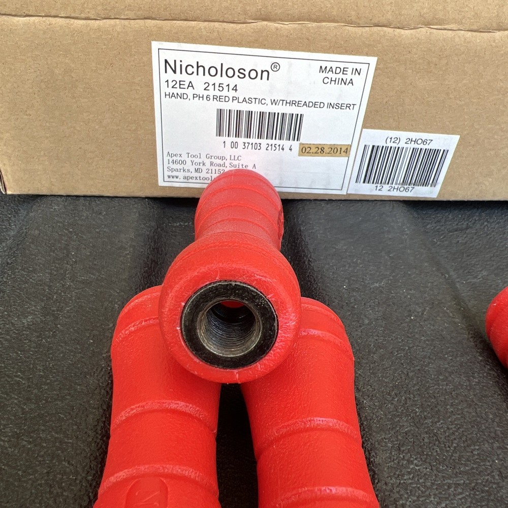 Nicholson 21514 HANDLEPH6RED PLASTICW/THREADED INSERT