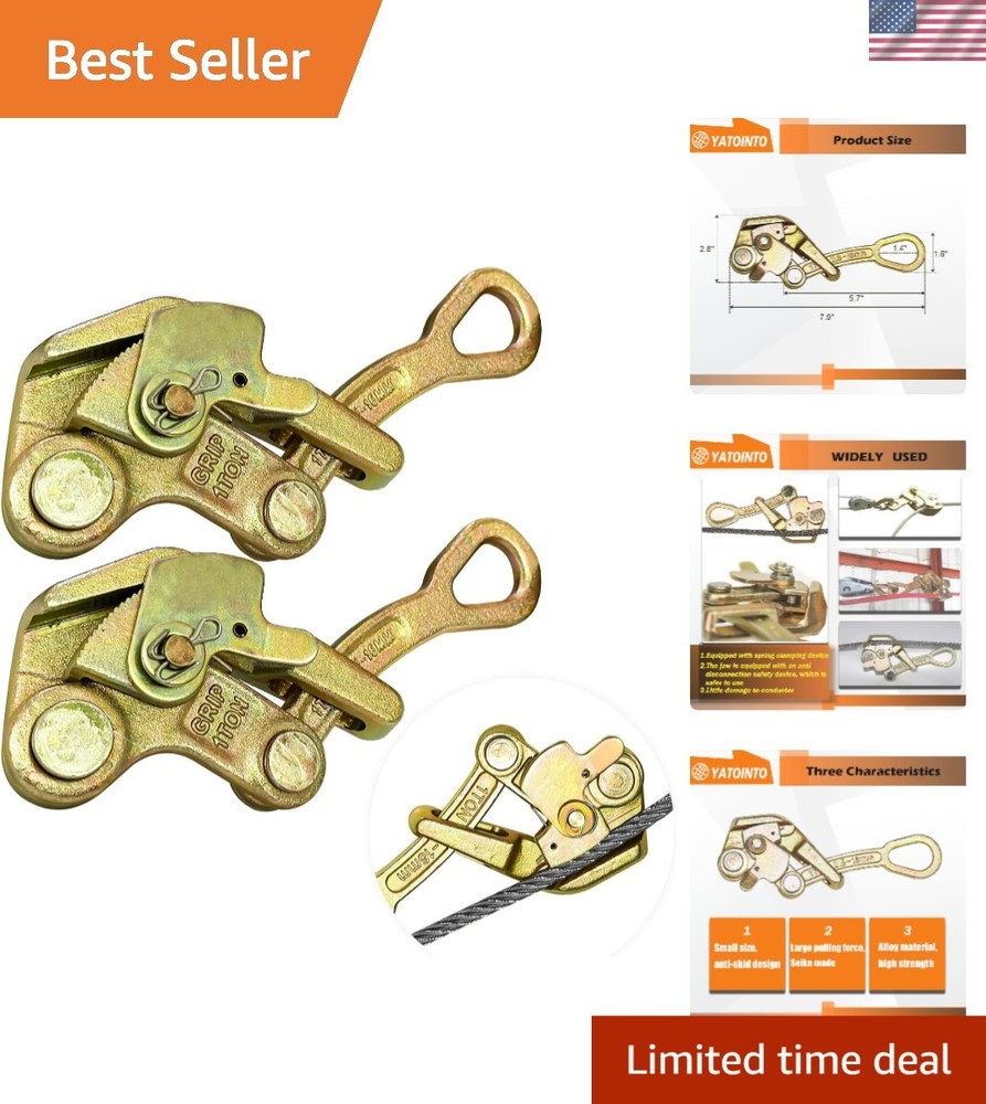 Multifunctional 2Pcs Cable Grips - 1 Ton Pulling Tool for Wire Rope Applications