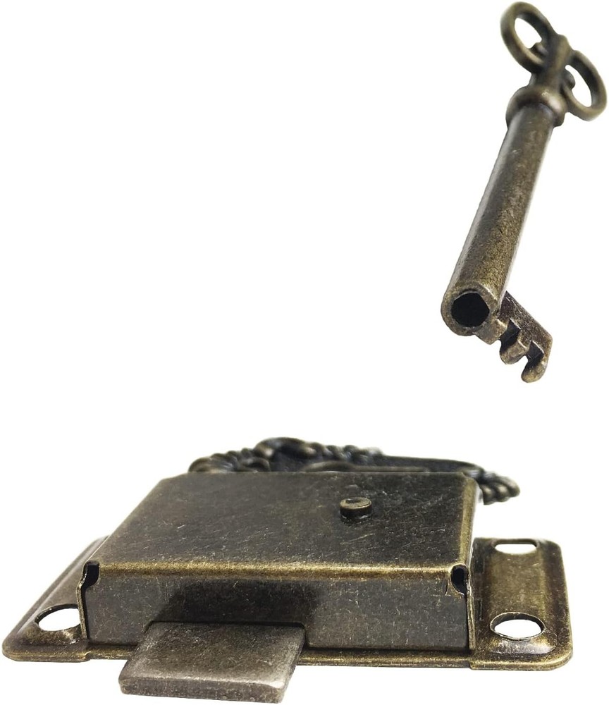 2 Sets Skeleton Key Lock Decorative Antique Cabinet with for Bronze