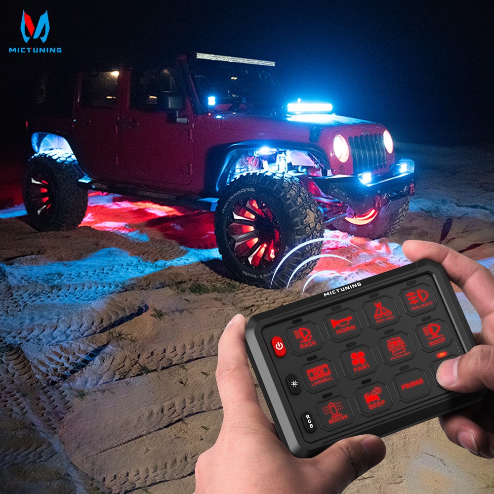 Wireless RGB 12 Gang Switch Panel Led Light Bar Switch Relay System 12/24V Marin