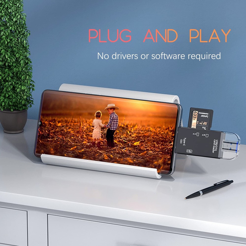 Micro SD Reader for Android Phone, USB-C Card Camera, USB Black